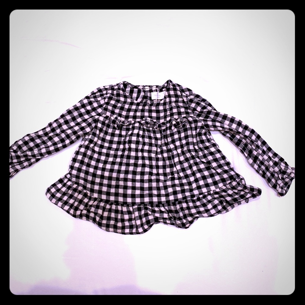 Zara 18/24m girls gingham LS top black & cream
